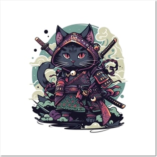 samurai cat Posters and Art